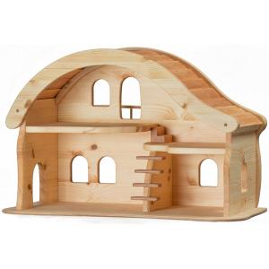 2階建て人形の家 小（完成品）」ドールハウス 木製玩具 ドライ 