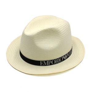 エンポリオアルマーニ ハット EMPORIO ARMANI 627884-2R572-41510 帽子 麦わら帽子 メンズ オフホワイト｜marcoplus