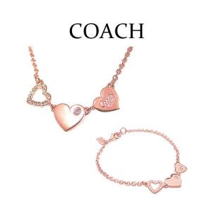 COACH コーチ  トリプルハート ブレスレット ネックレス ピンクゴールド セット｜marcoplus