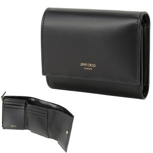 ジミーチュウ JIMMY CHOO 三つ折り財布 折り畳み MARINDA TAZ BLACK LIGHT GOLD ミニ財布 ブラック レディース MARINDA TRI-FOLD WALLET｜marcoplus