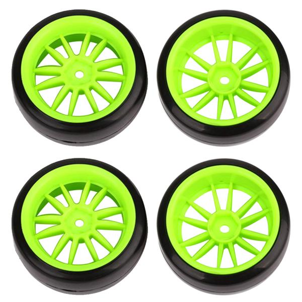 Mxfans 4個入れ グリーン ドリフトスリックタイヤ RC 1:10オンロードレーシング