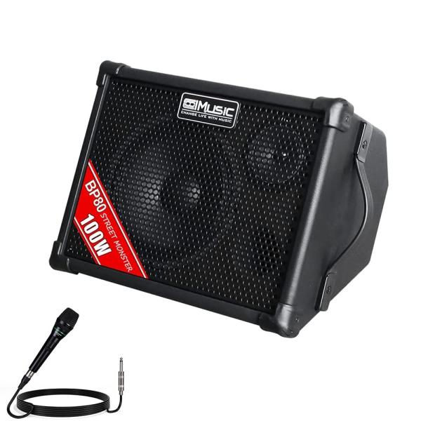 Coolmusic BP80 バッテリー駆動アコースティックギターアンプ - ポータブル BT