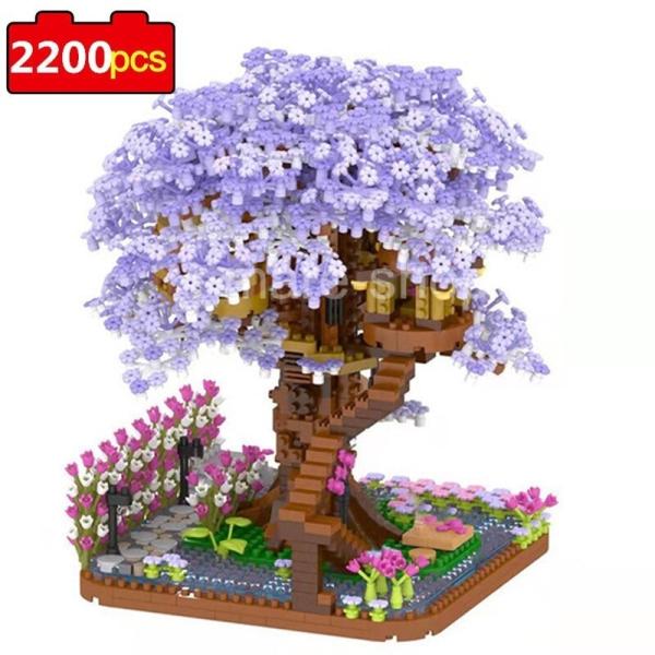 ブロック LEGO レゴ 互換 桜 サクラ ツリーハウス おもちゃ ビルディングブロック 2200ピ...