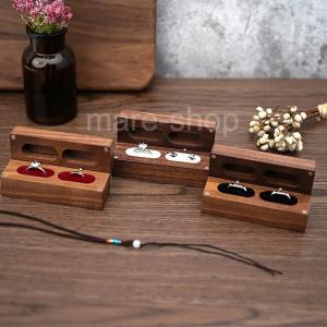 アクセサリーケース 指輪ケース リングケース 長方形 ボックス レトロ 宝石箱 木製 木箱 結婚指輪｜mare-shop