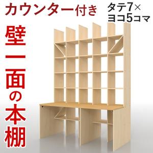 本棚 大容量 カウンター付き 壁一面 壁面収納 壁面本棚 薄型 スリム レコード LP ランドセル a4ファイル a5 大きめ 漫画 絵本棚 雑誌 収納 防災 頑丈 書棚 木製