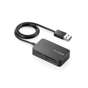 エレコム カードリーダー USB2.0 2倍速転送 ケーブル一体タイプ コンパクト設計 ブラック MR-A39NBK