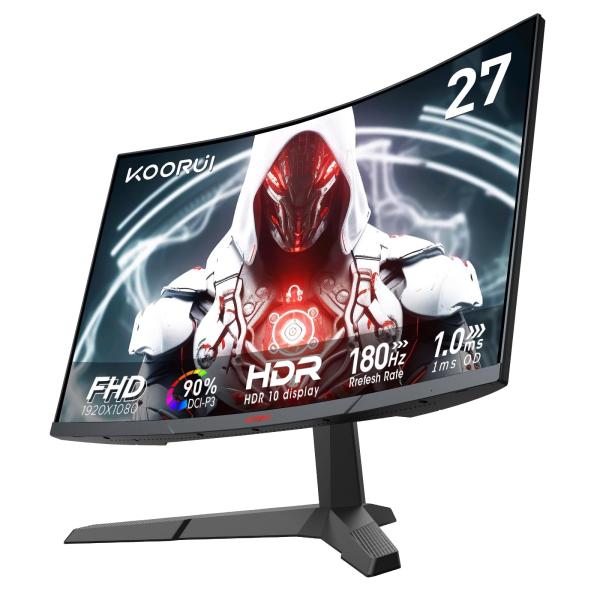 KOORUI ゲーミングモニター PCモニター 27インチ 湾曲 フルHD/180Hz 1500R/...