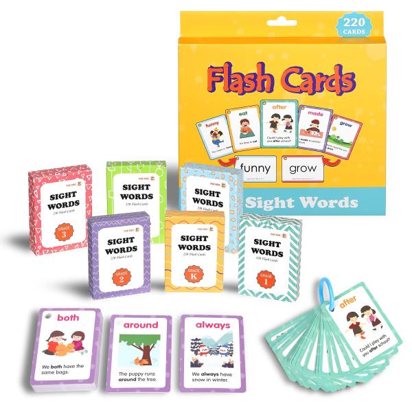 Looren 英語 フラッシュカード 幼児 小学生向け サイトワード 重要英単語220枚厳選 ゲーム...