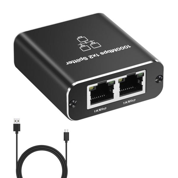 Aideepen LAN ハブ LAN分配器 3ポート 1入力2出力 RJ45 高速1000Mbps...