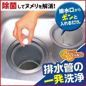 排水管 洗浄剤 排水管洗剤 排水管クリーナー キッチン ストレーナー ヌメリとり 排水管の一発洗浄 20錠入 除菌 タブレット 錠剤 洗剤 オレンジオイル配合