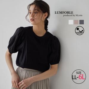 大きいサイズ レディース トップス 【LUMFORLE produced by My:nia】UVカット 機能 プレーティング天竺 パフスリーブTシャツ カットソー｜marilyn