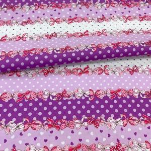 リボンライン/ハート/水玉柄コットン生地