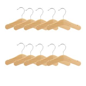 Oidnvay 木製ベビーハンガー、キッズハンガー、ノッチ付きショルダーデザイン 子供服用、装飾ハンガー、10パック、小