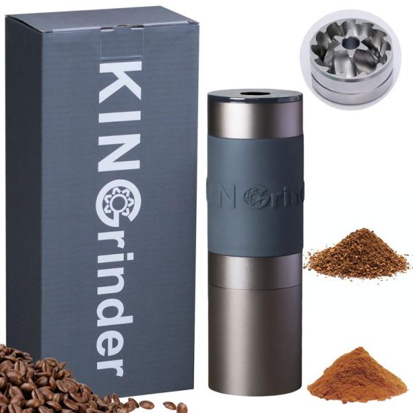 KINGrinder K1 手挽きコーヒーミル 160段階内部式粒度調整 均一性に優れるコニカル式金...