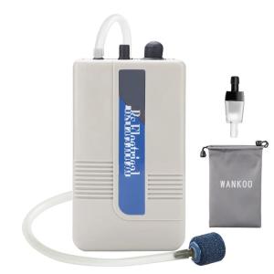WANKOO バッテリー式 エアーポンプ 釣り 水槽 ポンプ ブクブク エアポンプ 単1型乾電池2本 付属品にはチューブ、ストーン、逆流防止｜marin-store