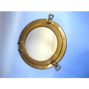 インテリア　マリン時計、船舶窓ミラー、イカリ4点セット　年代物 インテリア マリン時計、船舶窓ミラー、イカリ4点セット 年代物