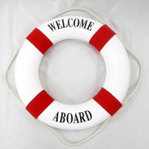 浮き輪のウエルカム（レッド）装飾用 ウエルカムボード 救命浮輪｜marine-guide