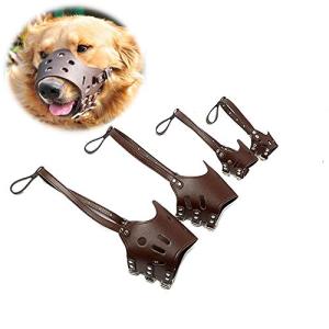SHULLIN 小/中型/大型犬のマズル 犬用マズル口輪 柔らかい 調節可能な革犬の口のカバー 防止 拾い食い 噛み付き