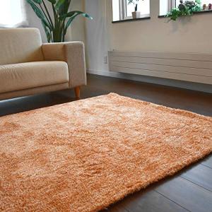 ラグ ふわふわ シャギーラグ モコモコ 約 2畳 190x190cm カーペット 絨毯 ラグマット 北欧 無地 正方形 メルティ 190×190 オレンジ