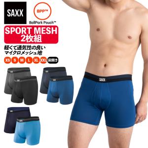 ボクサーパンツ 前開き 2枚組 セット SPORT MESH BOXER BRIEF FLY スポーツメッシュ メンズ 下着 野球 インナー スラパン サックス SAXX UNDERWEAR｜mario