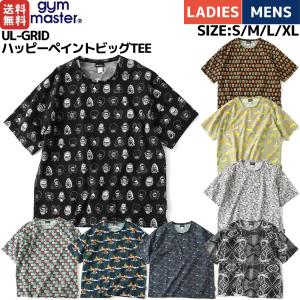 ジムマスター gym master UL-GRID ハッピーペイントビッグTEE メンズ レディース 軽量 吸水速乾 カジュアル 半袖 シャツ 総柄 G833694 01 02 03 04 05 06 07 08