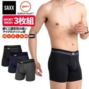 ボクサーパンツ 前開き 3枚組 セット SPORT MESH BOXER BRIEF FLY スポーツメッシュ メンズ 下着 野球 インナー スラパン サックス SAXX UNDERWEAR｜mario