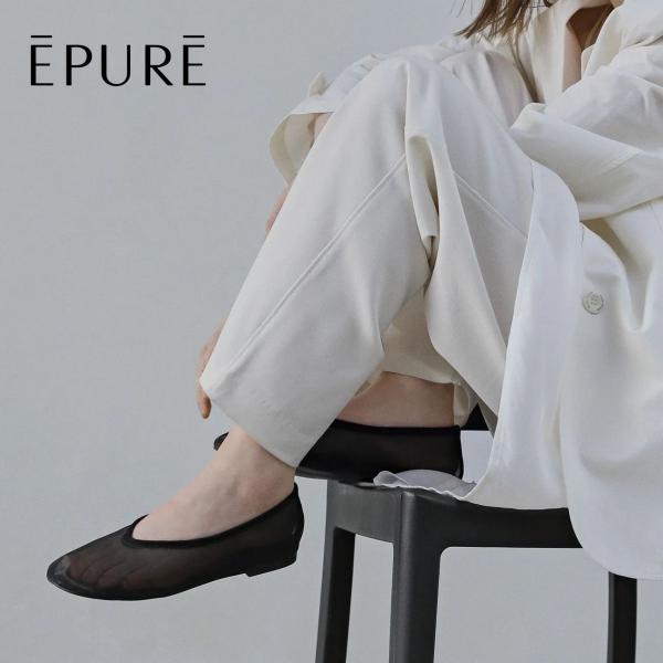 エピュレ EPURE TOV Round Flats レディース ブラック フラットシューズ メッシ...