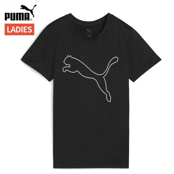 プーマ PUMA TAD ESS ヘザー ロゴ Tシャツ レディース 春 夏 ブラック 黒 スポーツ...