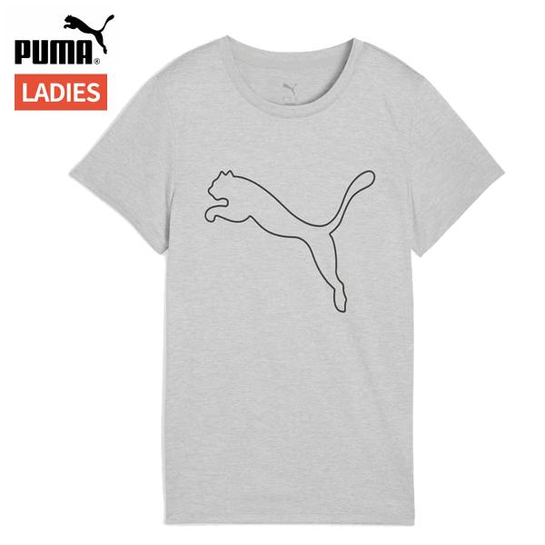 プーマ PUMA TAD ESS ヘザー ロゴ Tシャツ レディース 春 夏 グレー 灰色 スポーツ...