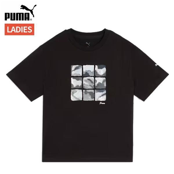 プーマ PUMA ESS エレベーテッド MX 半袖 Tシャツ レディース 春 夏 ブラック 黒 ス...