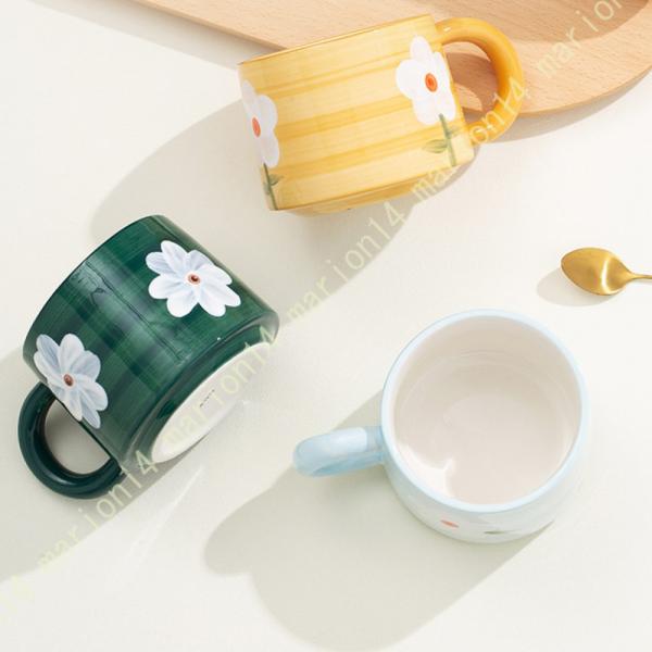 マグカップ 陶器 コーヒーカップ 花模様 和風マグカップ 洗いやすい 焼き物 コップ 珈琲 紅茶 緑...