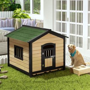 [JUI3N] 田園風 犬小屋 中小型犬用 犬舎 木製 ペットハウス 通気性犬舎 ドッグハウス 組み立て簡単 防水素材 防風 防雨 換気 さびない 耐久性 洗える 四季通用
