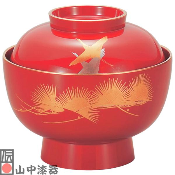 【山中漆器】大名雑煮椀 飛翔 赤渕金