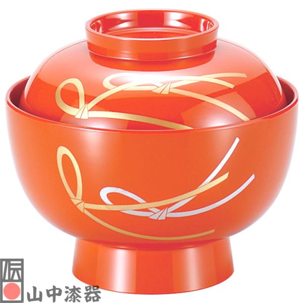 【山中漆器】4.5雑煮椀 結び 総洗朱