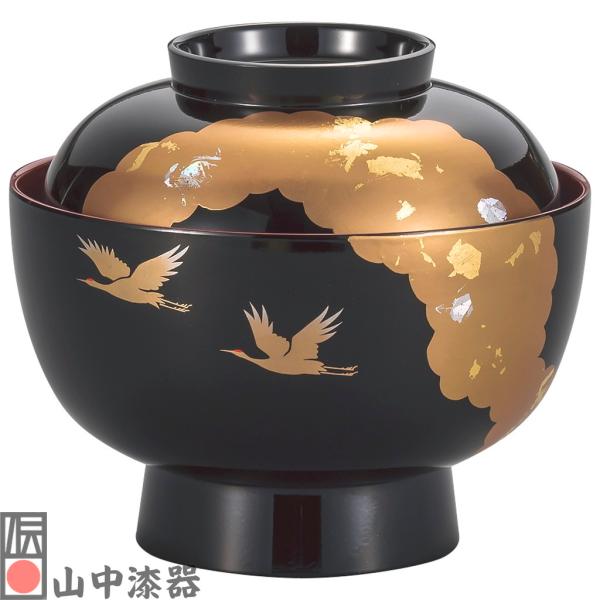【山中漆器】雑煮椀 光輝 黒内朱