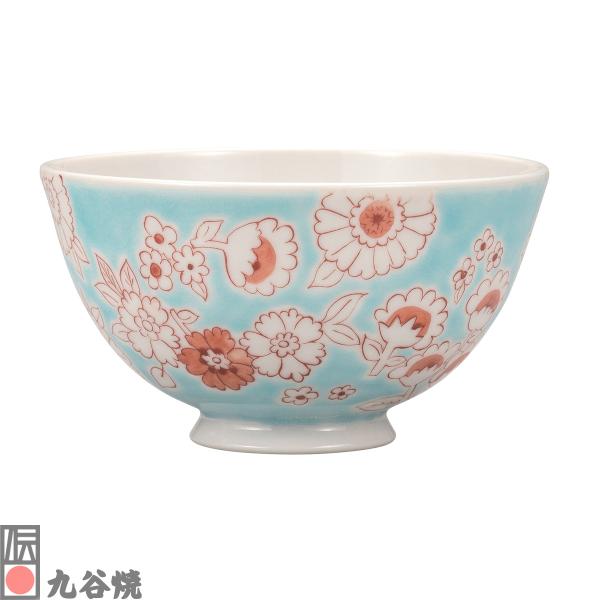 九谷焼・軽量飯碗 フラワーシャワー 水色