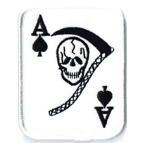 スカルワッペン ドクロエース白M