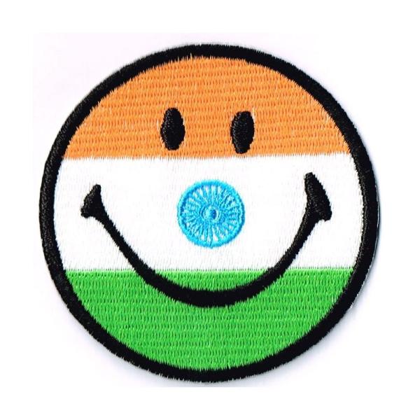 ワッペン キャラクタースマイル インド国旗