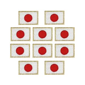 JAPAN ワッペン 野球 サッカー 柔道 空手 スポーツ ワッペン 日本代表 マスク用 ミニ 日本 国旗 日の丸 刺繍 ワッペン SSS ゴールド 10枚 セット アイロン接着