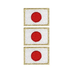 日本代表 応援グッズ ミニ 日本 野球 サッカー 柔道 空手 スポーツ 国旗 ワッペン 日の丸 SSS ゴールド 3枚 アイロン接着