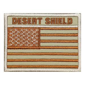 オペレーション 砂漠の盾 デザート シールド サバゲー 装備 ミリタリー パッチ 星条旗 ワッペン アメリカ国旗  DESERTSHIELD アイロン接着｜markers-patch