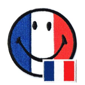フランス スマイルワッペン+フランス国旗 SS 2枚セット｜markers-patch