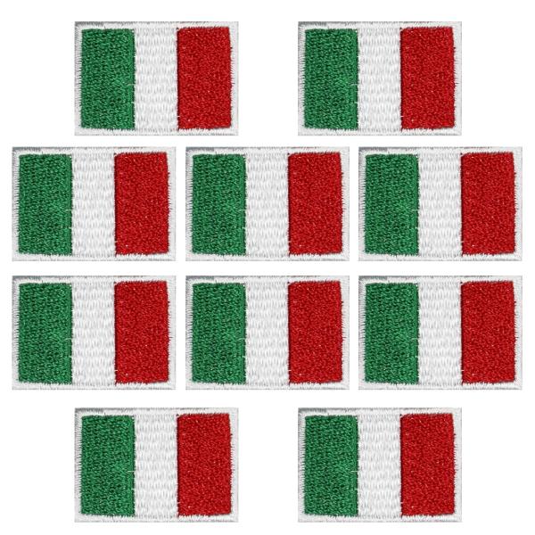 刺繍 イタリア 国旗 ワッペン SS 10枚 ミニ アイロン接着 Tシャツ ポロシャツ パーカー バ...