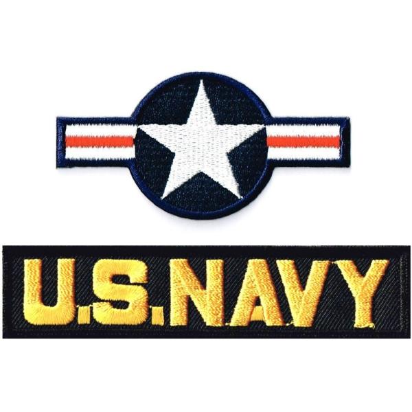 ミリタリーワッペン 米国籍標識ナショナルスター+NAVYタブ 2Pセット