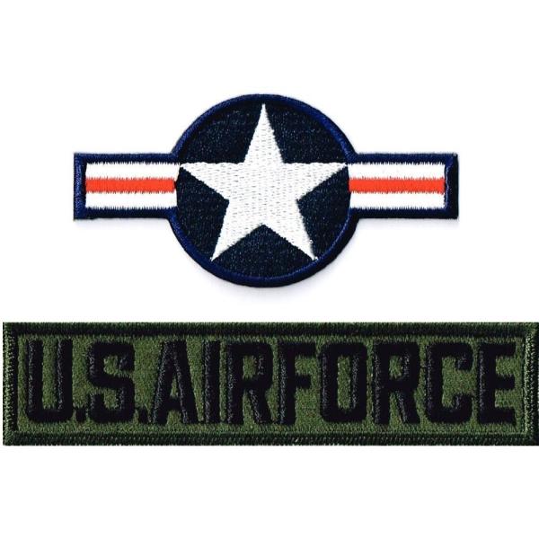 サバゲー ミリタリーワッペン アメリカ空軍 米国籍標識 ナショナルスター+ USAF ODタブ 2Ｐ...
