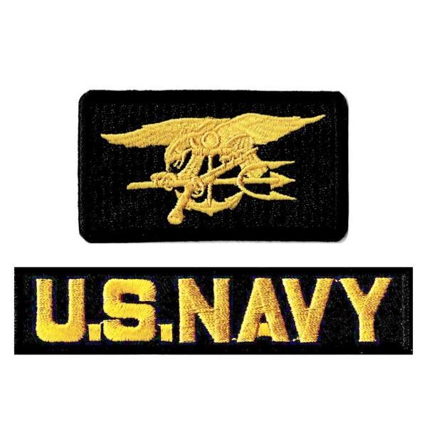 ミリタリーワッペン NAVY SEALｓ+NAVYタブ2Pセット アイロン接着