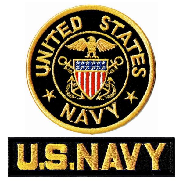 ワッペン アイロン接着 ミリタリーパッチ 米海軍士官 M + NAVY タブ 2Pセット MA1 フ...