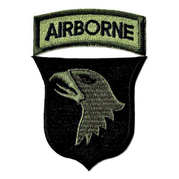 サバゲー ミリタリーパッチ 第101 空挺師団OD スクリーミング イーグルス+ABタブ アイロン接...