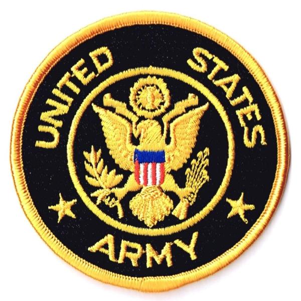 ミリタリーワッペン アイロン接着 ARMY丸型M BL サバゲー装備  MA1 フライトジャケット ...
