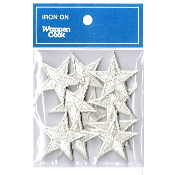 刺繍 ワッペン 星 アップリケ シルバー スター 10個セット アイロン接着